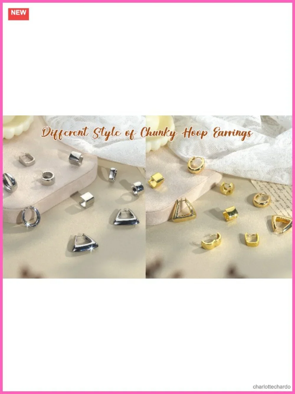 925 Sterling Silver 14K Gold Filled Chunky Hoop Earrings Hypoallergenic Huggie